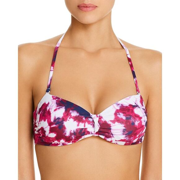 Aqua Womens Pink Printed Strapless Bandeau Swim Top Separates NWOT - Picture 1 of 2